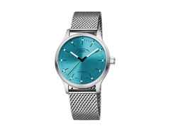 Mühle Glashütte Panova Türkisblau Automatik Edelstahl 40mm Metallband – Herrenuhren Uhr ohne Datum aus Edelstahl. Das Gehäuse ist rund und silber. Das Edelstahlarmband ist silber. Das Zifferblatt ist ein Index in blau.