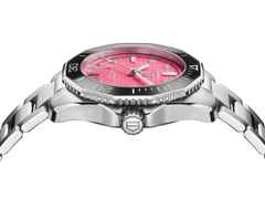 TAG Heuer Aquaracer Professional 300 Date Automatik Edelstahl 36mm rosa Zifferblatt mit Brillanten Metallband – Damenuhren Uhr mit Datum aus Edelstahl und Keramik. Das Gehäuse ist rund und silber. Das Edelstahlarmband ist silber. Das Zifferblatt ist ein Index in rosa. – Ansicht 4