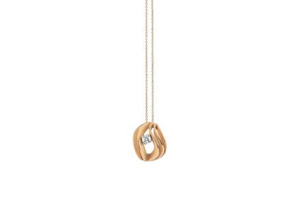 Cammilli Firenze Dune Assolo Kette mit Anhänger Orange Apricot Gold 45cm mit Brillant 0,050ct – Halsschmuck Kette mit Anhänger aus 750 Gelbgold.