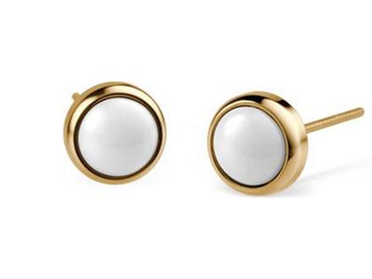 Bering Link Ohrstecker Edelstahl IP gelb Keramik weiß – Ohrschmuck Ohrstecker aus Edelstahl, Keramik und und .