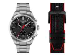 Tissot PR 100 Vuelta Chronograph Quarz Edelstahl 40mm schwarzes Zifferblatt Metallband – Herrenuhren Chronograph aus Edelstahl. Das Gehäuse ist rund und silber. Das Edelstahlarmband ist silber. Das Zifferblatt ist ein Index in schwarz. – Ansicht 2