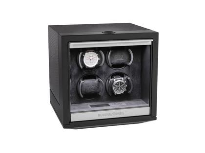 Buben & Zörweg Neo 4 Carbon matt Uhrenbeweger mit Mattlack – Uhrenbeweger Uhrenbeweger für mehrere Uhren in schwarz und aus Carbon und Holz.