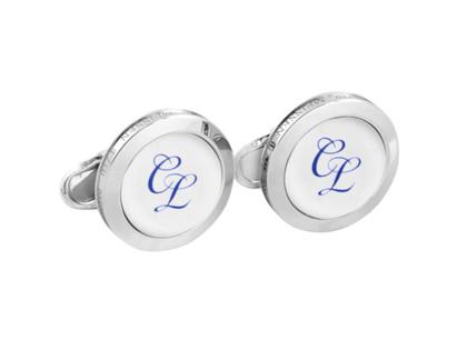 Herrenschmuck Manschettenknöpfe in silber und aus 925 Silber und Porzellan.