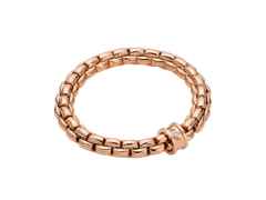 Fope Eka Flex'It  Armband breit Roségold 1 Ronde mit Brillant 0,02ct M flexibel – Armschmuck Armband aus 750 Rotgold.