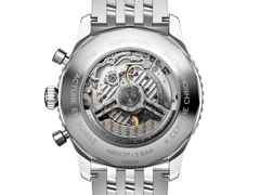 Breitling Navitimer B01 Chronograph 46 Edelstahl schwarzes Zifferblatt Metallband – Herrenuhren Chronograph aus Edelstahl. Das Gehäuse ist rund und silber. Das Edelstahlarmband ist silber. Das Zifferblatt ist ein Index in schwarz. – Ansicht 4