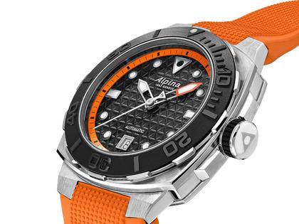Alpina Seastrong Diver Extreme Automatic Edelstahl 39mm schwarzes Zifferblatt orangefarbenes Kautschukband kaufen