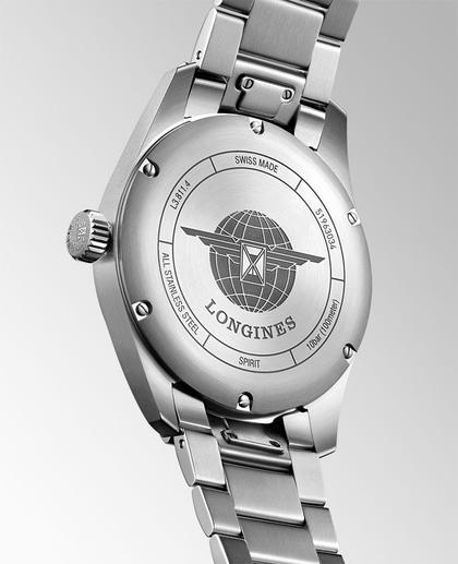Longines Spirit Automatik Edelstahl 42mm grünes Zifferblatt Edelstahlband – Herrenuhren Uhr mit Datum aus Edelstahl. Das Gehäuse ist rund und silber. Das Edelstahlarmband ist silber. Das Zifferblatt ist arabisch Index und grün. – Ansicht 2