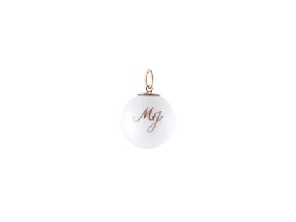 Meissen Boule Kugelanhänger "Monogramm in Gold" Silber rosévergoldet mit weißem Meissener Porzellan – Anhänger Anhänger ohne Besatz in weiß und aus 750 Weißgold, 925 Silber und Porzellan.