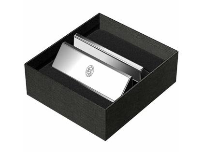 El Casco Visitenkartenhalter aus Messing verchromt – Büroaccessoires Kartenständer in silber und aus Messing. – Ansicht 2