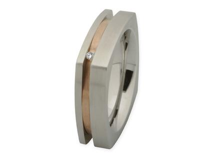 Ernstes Design Ring Nr. 301 R175 Rotgold – Ringe Trauring mit Besatz aus Edelstahl, 750 Rotgold und und .