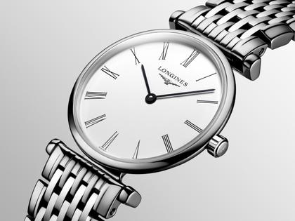 Longines La Grande Classique Quarz Edelstahl 24mm weißes Zifferblatt Metallband – Damenuhren Uhr ohne Datum aus Edelstahl. Das Armband ist ein Edelstahlarmband. Der Zifferblatt ist römisch. – Ansicht 2