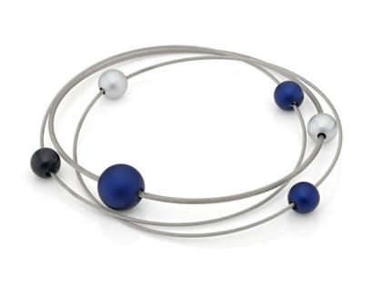 Step by Step Armband Edelstahl Aluminium silber royalblau anthrazit – Armschmuck Armband aus Aluminium, Edelstahl und und .