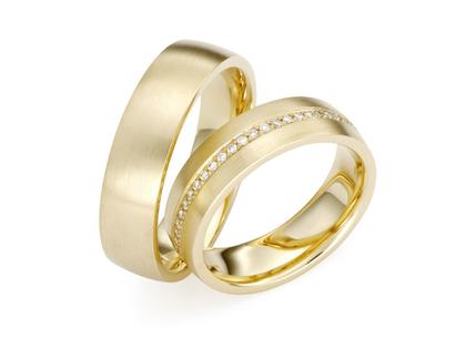 Max Kemper Trauring Paar Gelbgold 6,0mm gewölbt mit Brillanten 0,270ct – Ringe Trauring mit Besatz aus 585 Gelbgold.