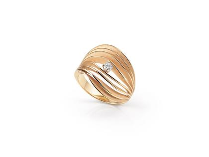 Cammilli Firenze Velaa Star Ring Orange Apricot Gold 8reihig mit Brillant 0,080ct – Ringe Ring mit Besatz aus 750 Gelbgold.