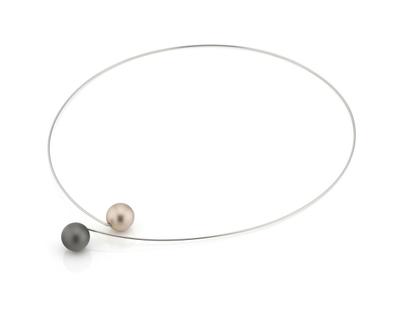 Step by Step Collier Edelstahl Aluminium grau gold – Halsschmuck Collier aus Aluminium, Edelstahl und und .