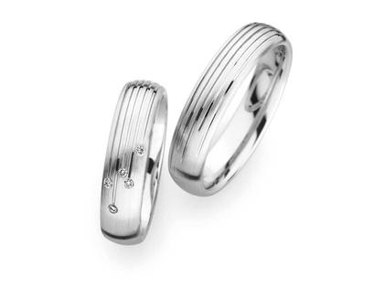 Christian Bauer Trauring Paar Nr.  59 Weißgold – Ringe Trauring mit Besatz aus 585 Weißgold.