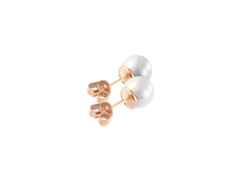 Meissen Pearl Collection  Ohrstecker Roségold mit weißen Porzellankugeln 8mm aus Meissener Porzellan® – Ohrschmuck Ohrstecker aus 750 Rotgold, Porzellan und und . – Ansicht 2
