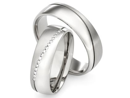 Max Kemper Trauring Paar Weißgold 6,0mm gewölbt mit Brillanten 0,085ct – Ringe Trauring mit Besatz aus 585 Weißgold.