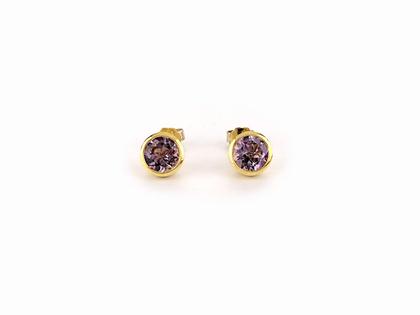 Georg Spreng Ohrstecker Blub Gelbgold mit fliederfarbenem Amethyst 3,18ct – Ohrschmuck Ohrstecker aus 750 Gelbgold.