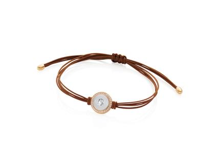 Schmuckwerk Glasklar Makramee-Armband braun Rotgold 9mm mit Brillanten 0,160ct – Armschmuck Armband aus 750 Rotgold.