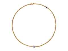 Fope Eka Tiny Collier Gelbgold schmal 3 Ronden mit Brillanten – Halsschmuck Collier aus 750 Gelbgold.