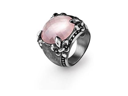 Drachenfels Design Lilienkönigin Lilienring groß Vintage Rosenquarz – Ringe Ring aus 925 Silber.
