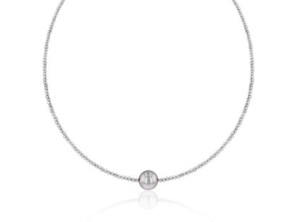 Juwelier Roller | Atelier Collier Silber 43cm mit Tahitiperle und Labradorit – Halsschmuck Collier aus 925 Silber.