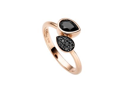 Elaine Firenze Ring Roségold mit Onyx und Brillanten 0,130ct – Ringe Ring aus 585 Rotgold.