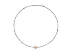 Fope Eka Tiny Collier Weißgold 43cm mit 3 Roségold-Ronden und Brillanten 0,18ct – Halsschmuck Collier aus 750 Rotgold, 750 Weißgold und und .