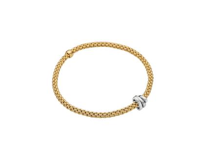 Fope Prima Flex'It Armband Gelbgold M mit 3 Weißgold-Ronden flexibel – Armschmuck Armband aus 750 Gelbgold, 750 Weißgold und und .