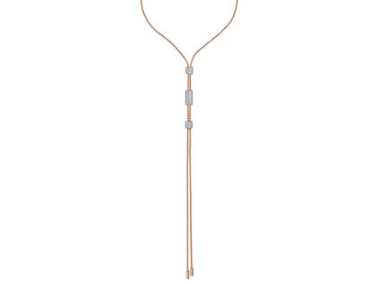 Fope Aria  Y-Collier Roségold 90cm längenverstellbar 3 Schmuckelemente mit Brillanten 1,98ct – Halsschmuck Collier aus 750 Rotgold, 750 Weißgold und und .