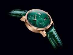 Glashütte Original PanoMaticLunar Automatik Rotgold 40mm grünes Zifferblatt grünes Lederband Dornschließe – Herrenuhren Uhr mit Datum aus 750 Rotgold. Das Gehäuse ist rund und roségold. Das Lederarmband Kroko / Alligator ist grün. Das Zifferblatt ist ein Index in grün. – Ansicht 4