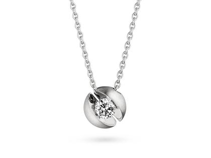Schaffrath Calla Collier Palladiumweißgold 42cm mit Brillant 0,250 ct – Halsschmuck Collier aus 750 Weißgold, 950 Palladium und und .