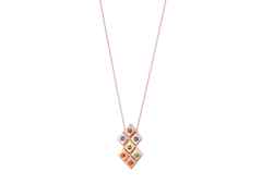 A. Odenwald Catwalk Kette mit Anhänger Roségold mit verschiedenfarbigen Saphiren – Halsschmuck Kette mit Anhänger aus 750 Rotgold.