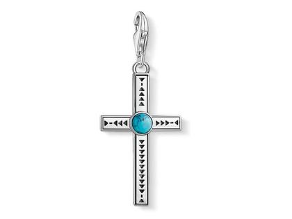 Thomas Sabo Charm-Anhänger Ethno Kreuz türkis 1677 – Anhänger Anhänger mit Besatz aus 925 Silber.