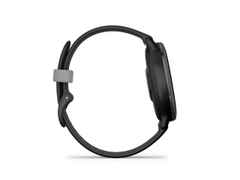 Garmin vívoactive 5 faserverstärktes Polymer schwarz 42mm schiefergraues Kautschukband – Damenuhren Uhr Multifunktion aus eloxiertes Aluminium, Kautschuk, Kunststoff und PVD beschichtet. Das Gehäuse ist rund und schwarz. Das Kautschuk / Kunststoff / Silikon Armband ist anthrazit. Der Zifferblatt ist digital. – Ansicht 6