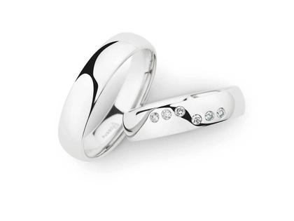 Christian Bauer Trauring Paar Nr.  24 Palladium – Ringe Trauring mit Besatz aus 950 Palladium.