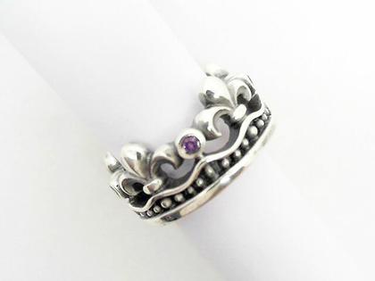 Drachenfels Design Lilienkönigin Kronenring Vintage Amethyst – Ringe Ring aus 925 Silber.