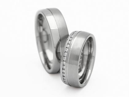 Max Kemper Trauring Paar Weißgold 7,0mm gewölbt mit Brillanten 0,400ct – Ringe Trauring mit Besatz aus 585 Weißgold.