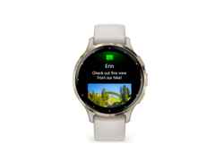 Garmin Venu 3S faserverstärktes Polymer elfenbeinfarben 41mm elfenbeinfarbenes Kautschukband – Herrenuhren Uhr Multifunktion aus Edelstahl, Kautschuk, Kunststoff und PVD beschichtet. Das Gehäuse ist rund und beige. Das Kautschuk / Kunststoff / Silikon Armband ist beige. Das Zifferblatt ist digital und schwarz.