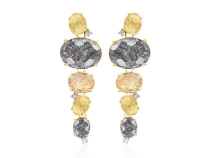 Nanis Ipanema Ohrhänger Gelbgold Rutilquarz hell und dunkel – Ohrschmuck Ohrhänger aus 750 Gelbgold, 750 Weißgold und und .
