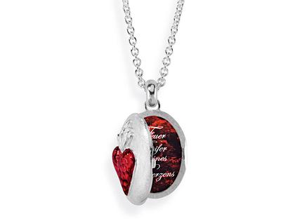 Drachenfels Design großes Vergissmeinicht Inferno Medaillon – Anhänger Medaillon aus 925 Silber.