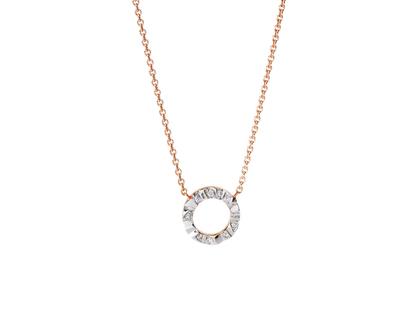Schmuckwerk Alpen Halskette Rotgold mit Anhänger 11 Brillanten – Halsschmuck Kette mit Anhänger aus 750 Rotgold, 750 Weißgold und und .