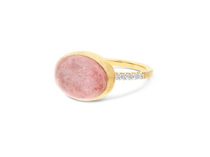 Nanis Nanis Boules Rosolio Medium Ring Gelbgold mit Rosenquarz und Brillanten – Ringe Ring aus 750 Gelbgold.