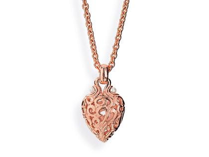 Drachenfels Design Perlentau Anhänger Herz mit Süßwasserperlen rosé – Anhänger Anhänger ohne Besatz aus 925 Silber.