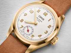 Oris Big Crown Wings of Hope Limited Edition Automatik Gelbgold 38mm weißes Zifferblatt braunes Lederband – Herrenuhren Uhr ohne Datum aus 750 Gelbgold und Leder. Das Gehäuse ist rund und gelbgold. Das Lederarmband ist braun. Das Zifferblatt ist arabisch und weiß. – Ansicht 2