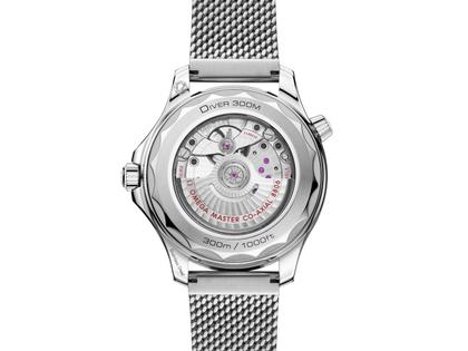 Omega Seamaster Diver 300M Automatik Edelstahl 42mm graues Zifferblatt Metallband – Herrenuhren Uhr ohne Datum aus Edelstahl und Titan. Das Gehäuse ist rund und silber. Das Edelstahlarmband ist silber. Das Zifferblatt ist ein Index in grau. – Ansicht 2