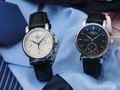 Mühle Glashütte Teutonia IV Kleine Sekunde Automatik Edelstahl 41mm schwarzes Zifferblatt schwarzes Lederband – Herrenuhren Uhr mit Datum aus Edelstahl. Das Gehäuse ist rund und silber. Das Lederarmband ist schwarz. Das Zifferblatt ist ein Index in schwarz. – Ansicht 5