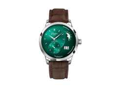 Glashütte Original PanoMaticLunar Automatik Edelstahl 40mm grünes Zifferblatt braunes Lederband – Herrenuhren Uhr mit Datum aus Edelstahl. Das Gehäuse ist rund und silber. Das Lederarmband Kroko / Alligator ist braun. Das Zifferblatt ist ein Index in grün.