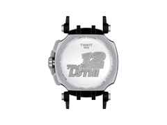 Tissot T-Race MotoGP               2020 / 2021 Chronograph Limited Edition Thomas Lüthi Quarz – Herrenuhren Chronograph aus Edelstahl und PVD beschichtet. Das Gehäuse ist rund und silber. Das Lederarmband ist schwarz. Das Zifferblatt ist arabisch Index und schwarz. – Ansicht 5